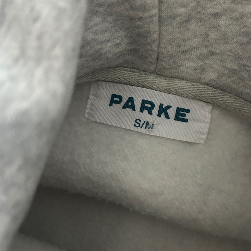 PARKE 100% AUTHENTIC Varsity Hoodie Sweatshirt- Grey/Navy- Size S/M - Picture 14 of 15